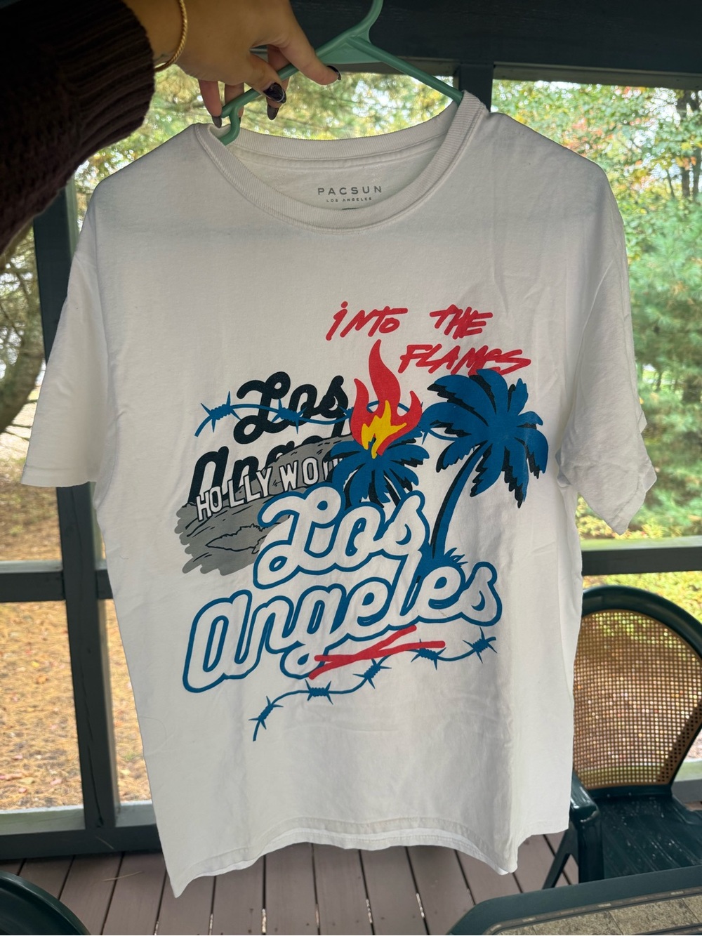 PacSun White Los Angeles Flame Graphic Tee